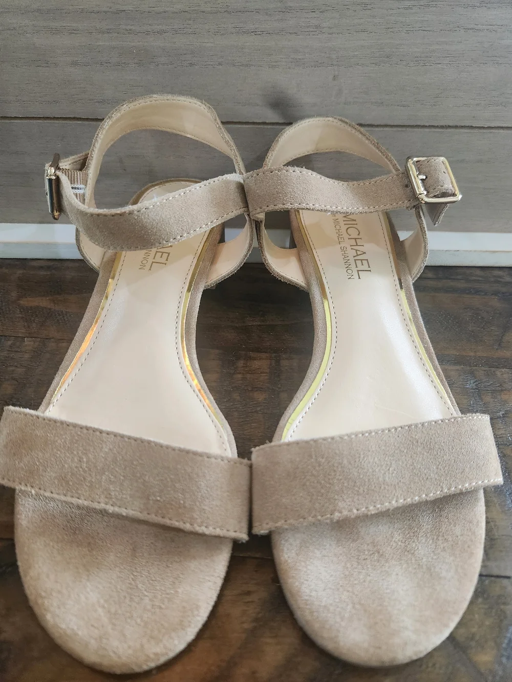 MICHAEL Michael Shannon Tan Suede Ankle-Strap Sandals